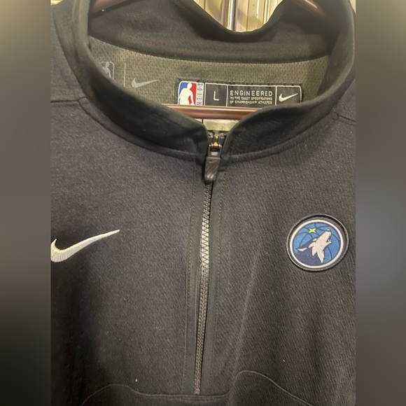 Nike Team Issued NBA Timberwolves BLK  1/4 Zip Men’s Pullover Jacket L - Picture 4 of 11